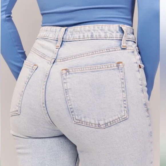 Abercrombie & Fitch Blue Curve Love Jeans with Split Hem - Picture 2 of 4